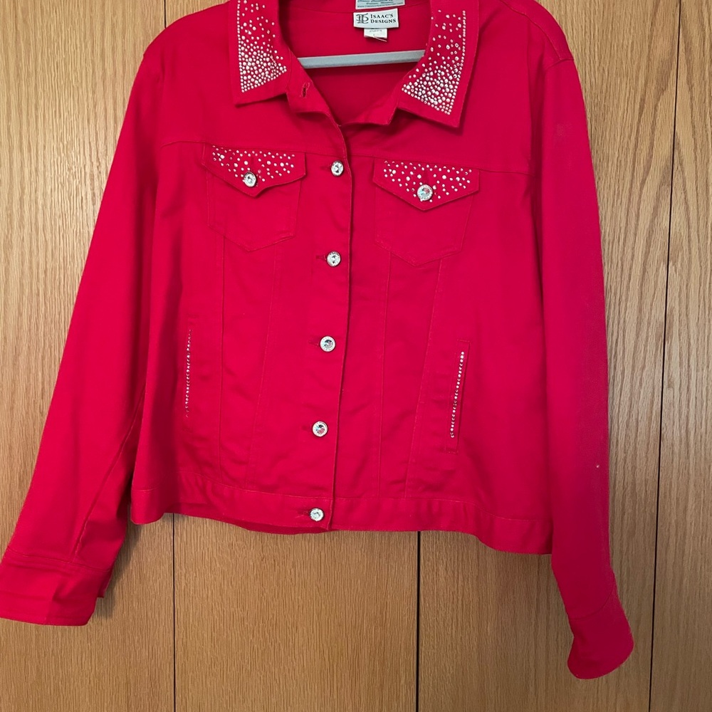 Red Studded Jean Jacket